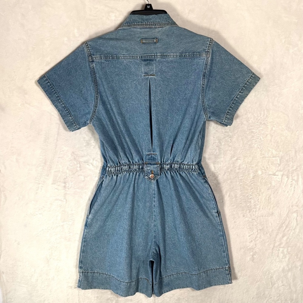 Vintage Bill Blass Denim Romper Jean Jumpsuit Medium P Utility Safari Nautical - Picture 2 of 15